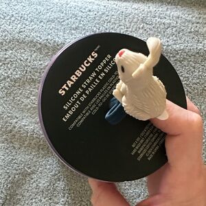 Starbucks 24oz White Bunny Silicone Straw Topper tumbler